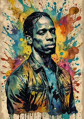 Travis Scott Watercolor Portrait