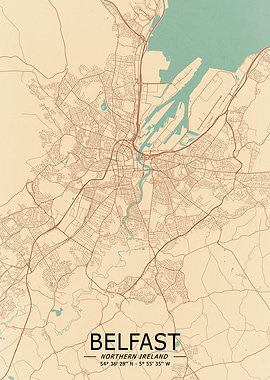 Belfast Vintage City Map