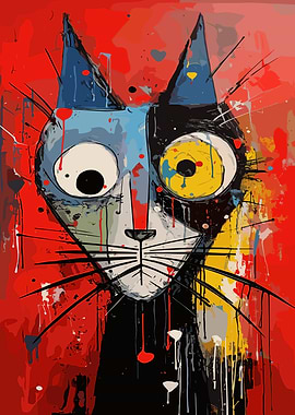 Abstract Cat Painting