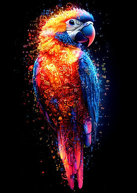 Abstract Parrot with Symbols