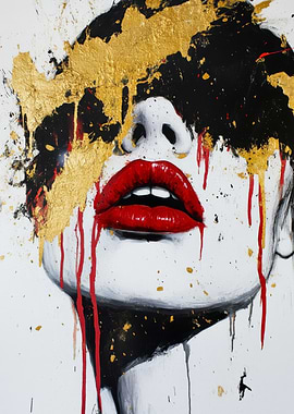 Gold and Red Abstract Portrait