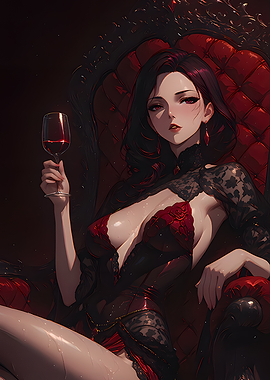 Anime Woman in Red Dress