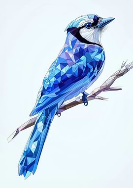 Blue Jay Bird Geometric Art