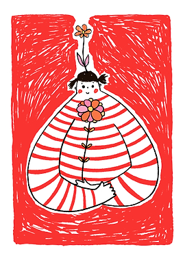 Personal growth and positive mindset cute girl with flower growing from her head