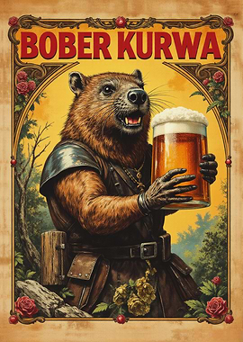 Bober Kurwa Beaver Beer Medieval Poster