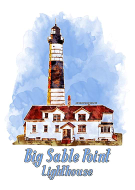 Big Sable Point Lighthouse Watercolor - Michigan