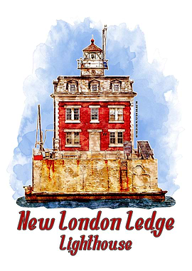 New London Ledge Lighthouse Watercolor - Connecticut