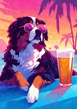80s Retro Bernese Mountain Dog