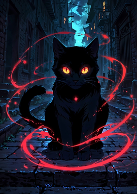 Black Cat with Red Magic