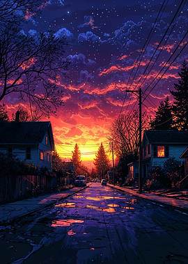 Sunset Street Scene