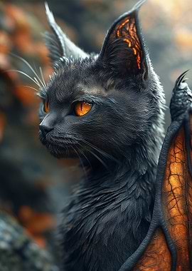 Black Cat with Wings