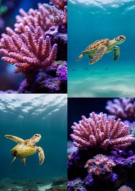 Sea Turtle and Coral Reef