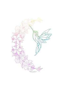 Hummingbird and Flowers