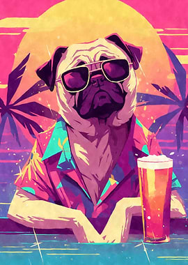 80s Retro Pug Beer