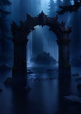 Stone Archway in Forest