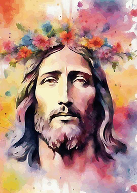 Flowers Jesus Christ Watercolor