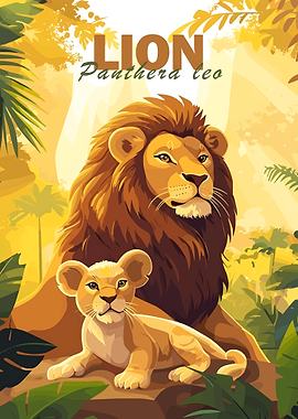 Lion and Cub Illustration