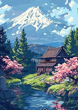 Mount Fuji Pixel Art