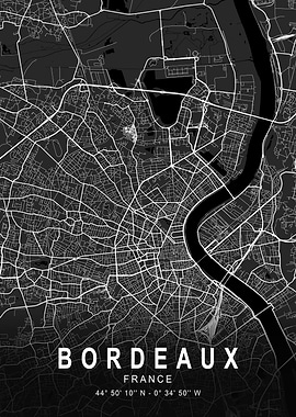 Bordeaux Dark City Map