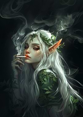 Elven Woman Smoking