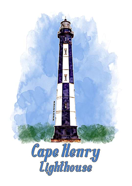 Cape Henry Lighthouse Watercolor - Virginia