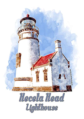Heceta Head Lighthouse Watercolor - Oregon