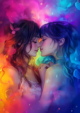 LGBTQ Pride Anime Couple Embrace