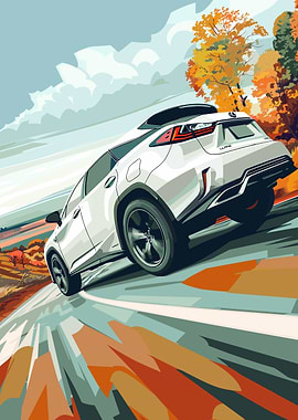 White Lexus RX on Road