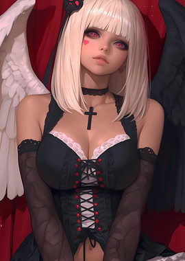 Angel with Black Dress Anime Girl