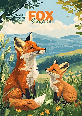 Fox Family in Nature