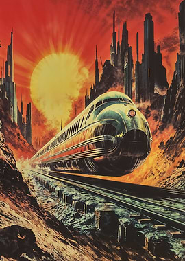 Futuristic Train Sunset
