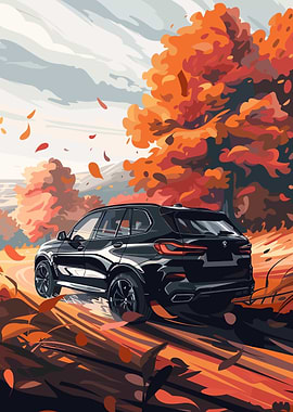 Black BMW X5 in Autumn
