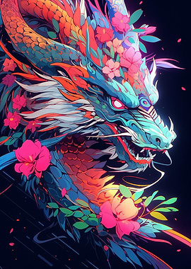 Dragon with Flowers