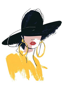 Woman in Hat and Earrings