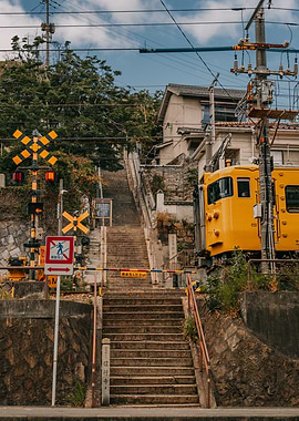 Japanese Railway Crossing in Onomichi