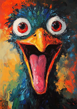 Funny Ostrich Painting