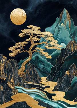 Golden Mountain Landscape