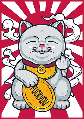 Lucky Cat with Middle Finger