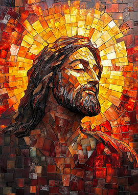 Jesus Christ Stained Glass Mosaic Art