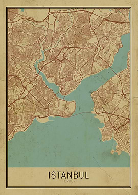 Vintage Istanbul City Map