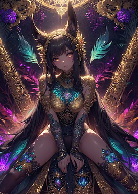 Anime Girl with Golden Wings