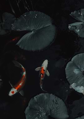 Koi Fish in Deep Dark Water