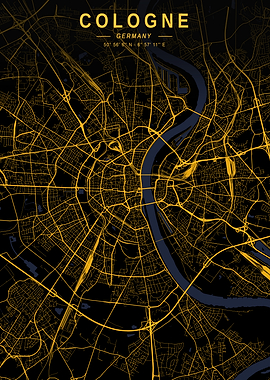 Cologne Golden City Map