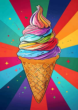 Rainbow Ice Cream Cone