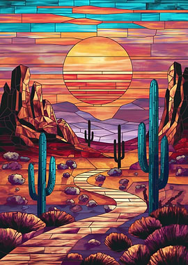 Stained Glass Desert Sunset