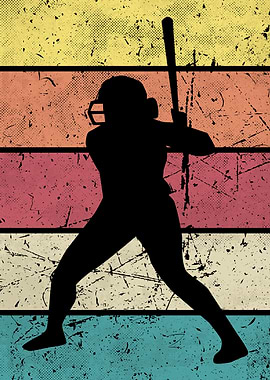 Vintage Softball Silhouette