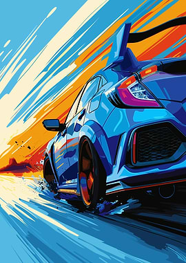 Blue Honda Civic Type R