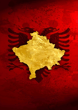 Albania Flag with Map