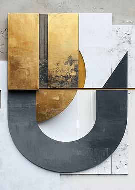 Gold and Gray Letter U