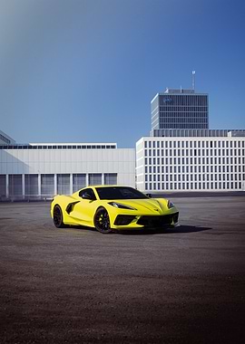 Yellow Corvette in Urban Setting